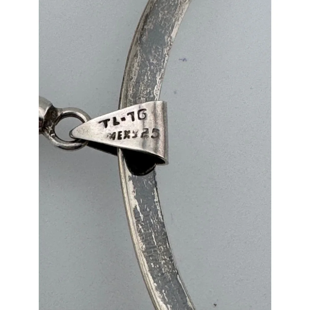 Sterling Silver 925 Torque Mexican Cross Pendant Necklace Choker Style‎